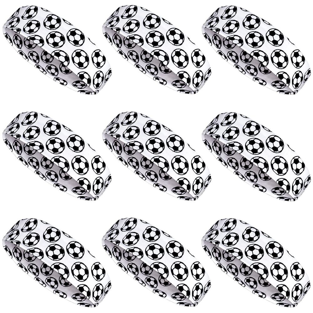 3854 9 Pieces Soccer Headbands for Girls Boys Elastic Headbands Adjustable